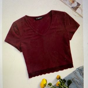 Dark maroon crop top, from Shein